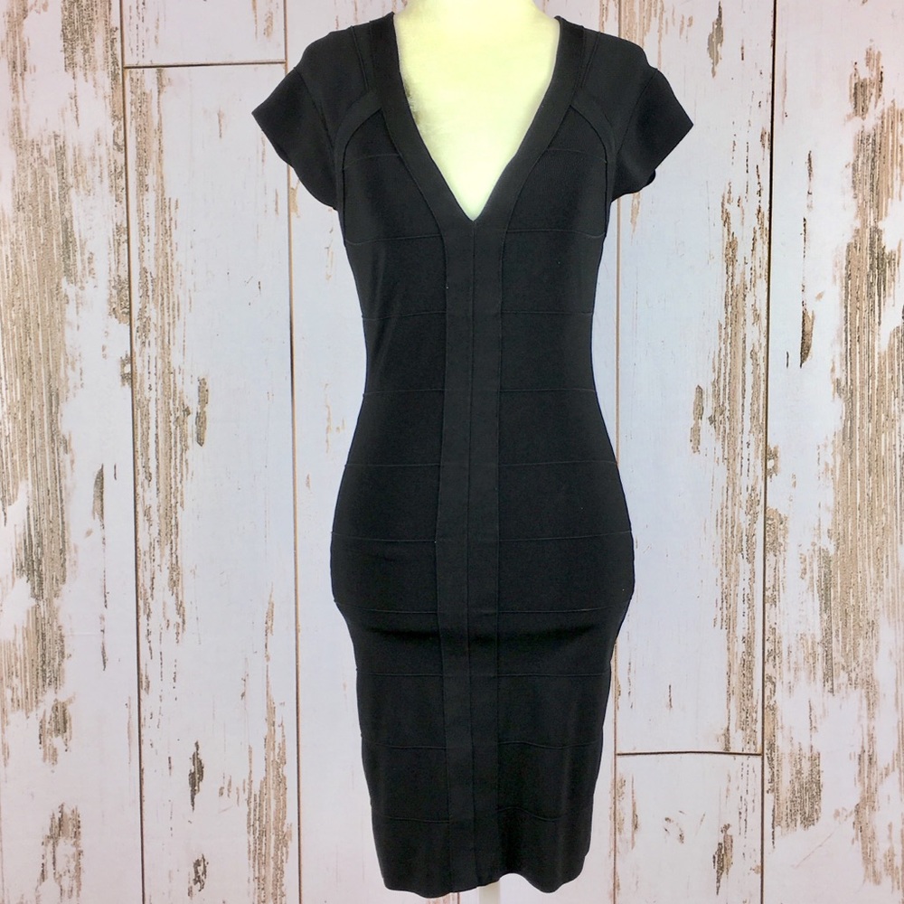 Express Black Bandage style cap-sleeve Dress Sz SM